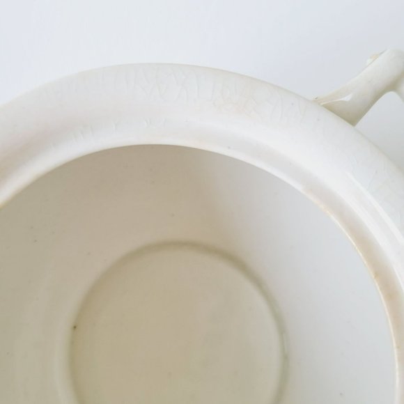 Rare Vintage Johnson Bro Sugar Bowl & Creamer, Blue Accent, Pink Floral, CRAZING - Picture 11 of 16